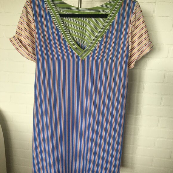 NWT Marigold Marilyne Baril stripe flowy dress Lowell Adria Small Made in Canada - Picture 2 of 5